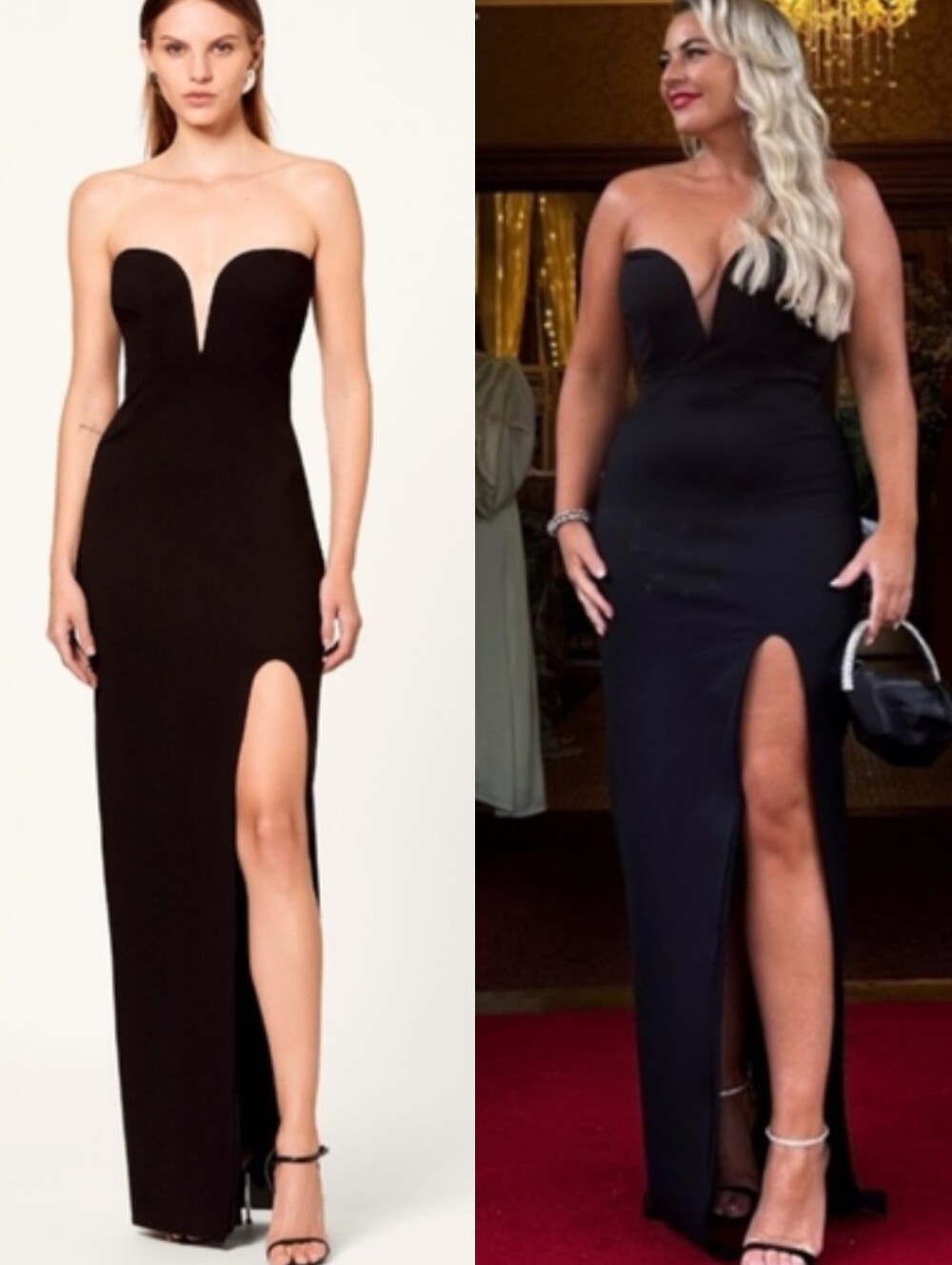 NWT Nicholas Tena Deep V Sweetheart Strapless Gown in Black